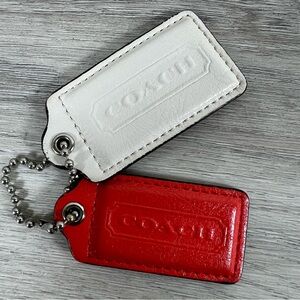 Coach Orange and White Leather Hang Tag Set